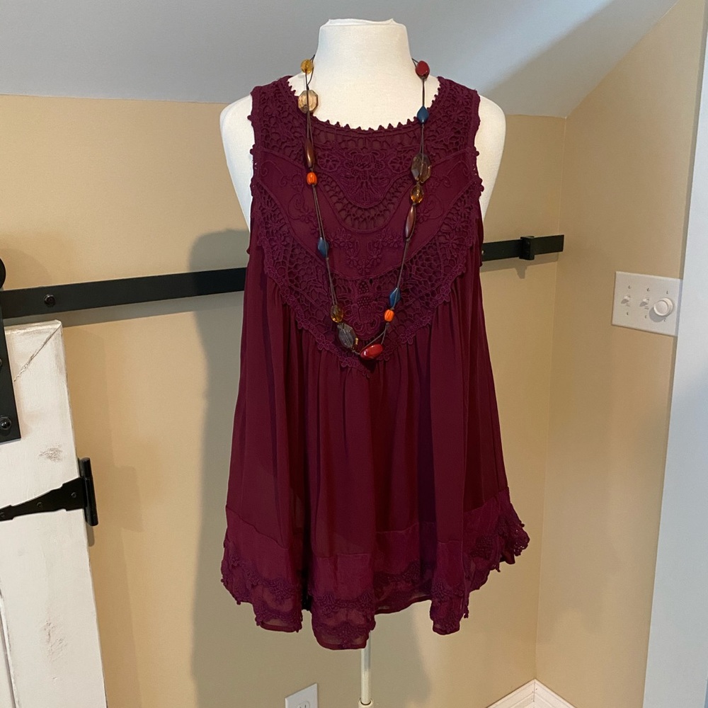 - Burgundy Lace Blouse